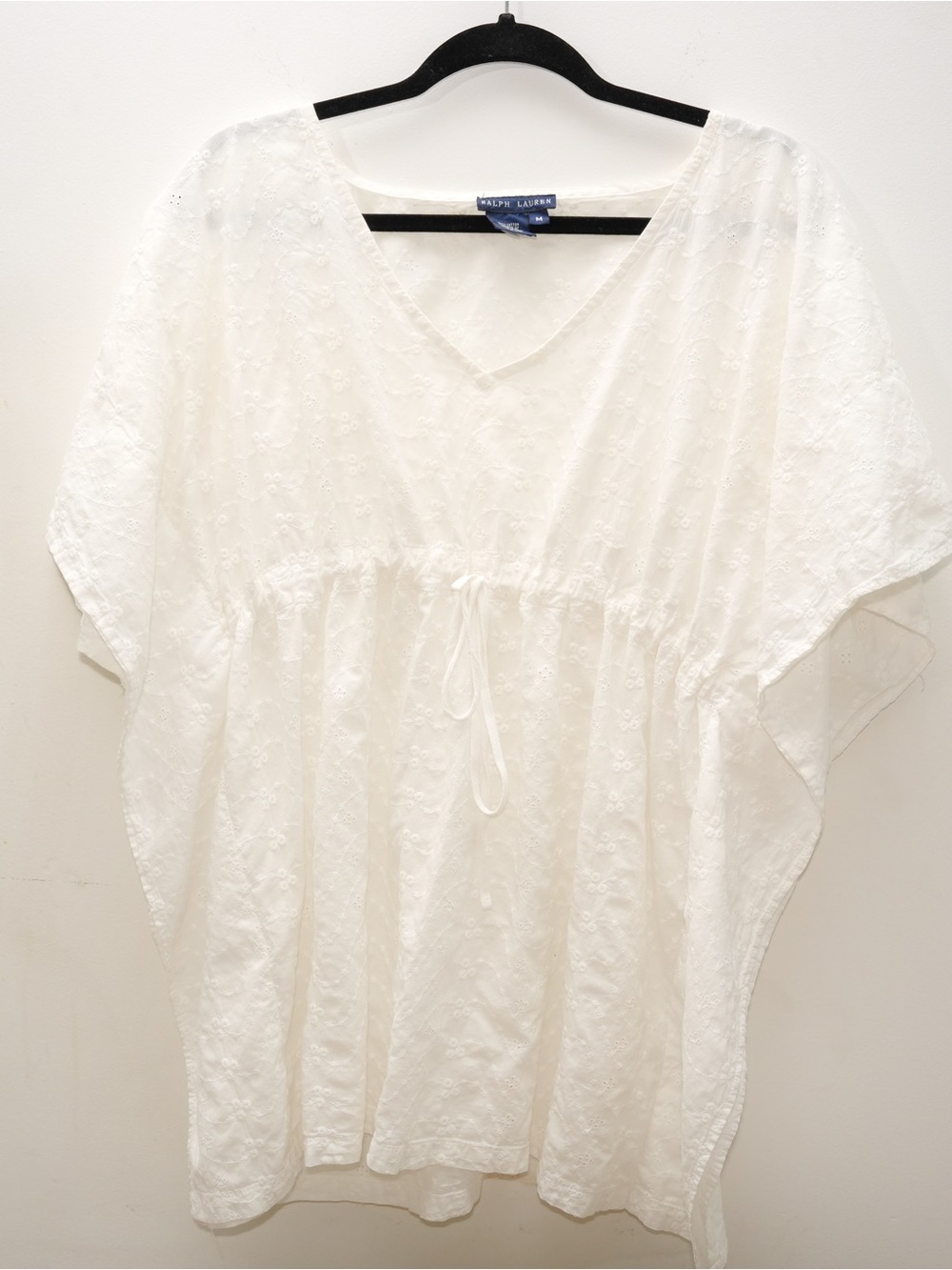 Ralph Lauren White Cotton Embroidered Eyelet Blouse Cute Top M